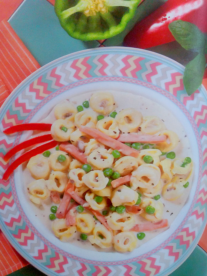 Receta tortellini con champiñones y jamón